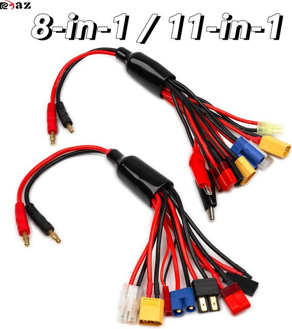 RCXAZ 8-in-1 RC-Ladegerät-Adapter-Anschluss mit Banana, XT60 und Tamiya für RC-Car und Drohnen-Batteriekabel - Bild 1