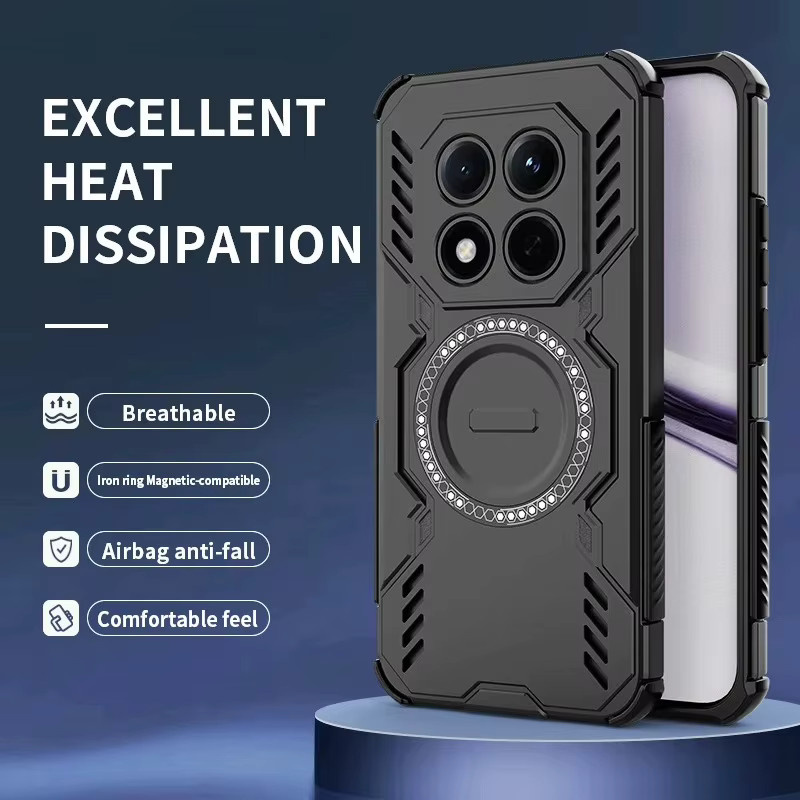 Schwere Rüstung Handyhülle für Xiaomi POCO M8 Pro 5G und Redmi Note 15 Pro in Rot, Stoßfeste Magnetische Schutzhülle aus PC und TPU mit Wärmeableitung - Bild 2