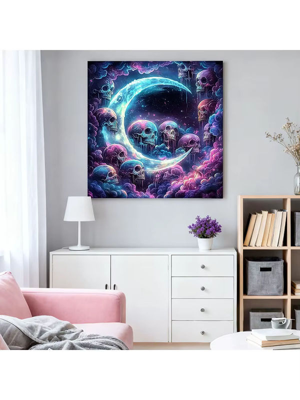 HUACAN 5D DIY Diamantmalerei Set mit Schädel-Tier-Motiv und Mondlandschaft in Mehrfarbig - Bild 5