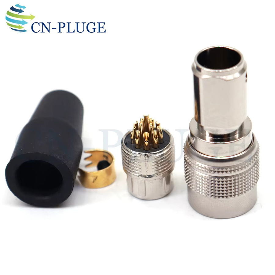 SZYingXian Industriekamerastecker Set HR10A-10P-12S und HR10A-10R-12P mit 12-poligem Stecker und Buchse in Silber - Bild 4