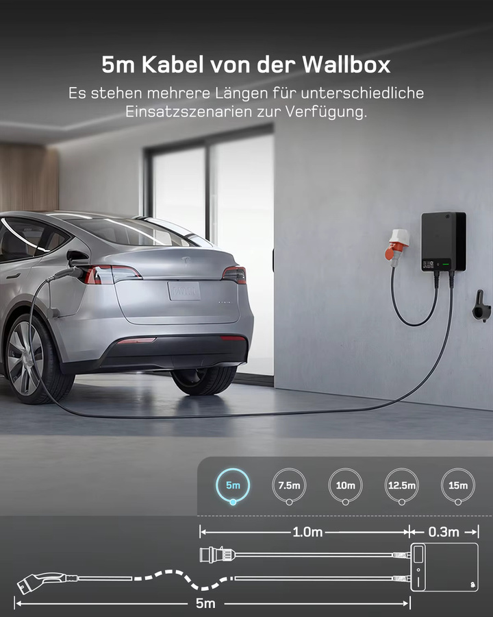 dé Wallbox Typ 2 Ladestation 11kW 16A 3-Phasen mit Tuya Smart App-Steuerung und Wi-Fi, Schwarz - Bild 6