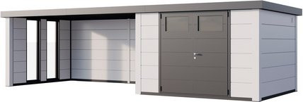 Telluria Gerätehaus Classico 3030 Lounge XL mit linkem Fenster in Weiß, B/H/T: 762 x 238 cm - Bild 1