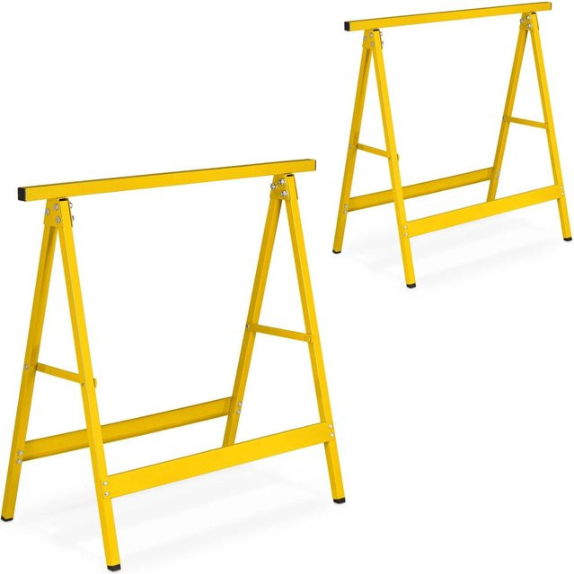 Relaxdays Arbeitsbock 2er Set aus Stahl in Gelb, klappbar, B/T/H: 78 x 40 x 74 cm - Bild 1