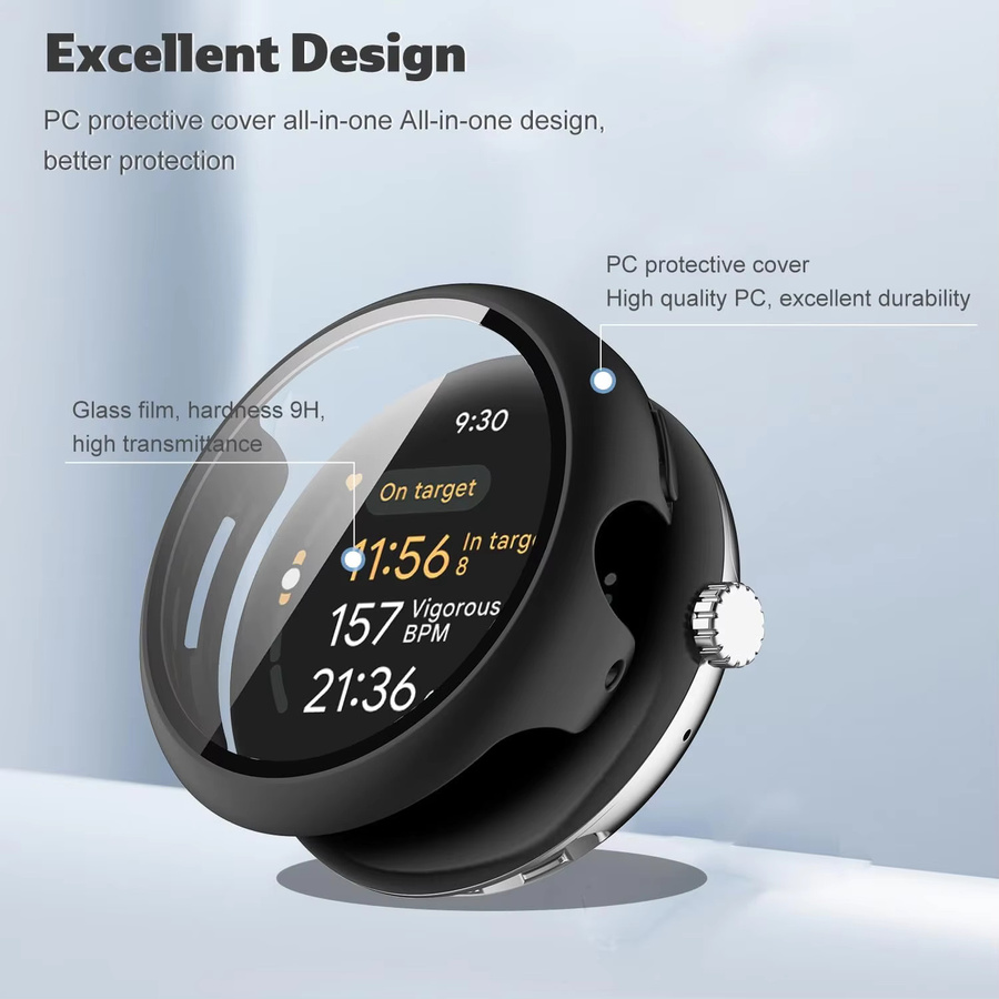 samusak Uhrenhülle mit Glas, Google Pixel Watch, Schwarz, PC - Bild 3