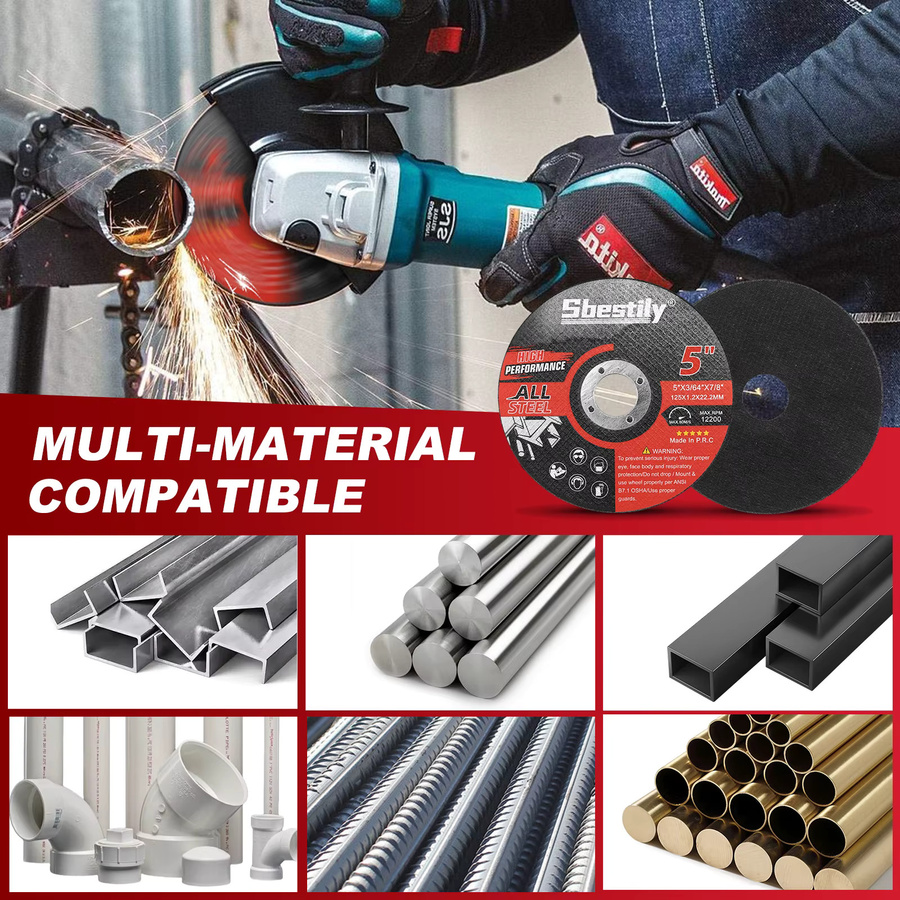 20 Stück Sbestily Ultradünne Metall-Trennscheiben für Winkelschleifer zum Schneiden von Metall und Edelstahl, Farbe: Schwarz, Durchmesser: 125 mm - Bild 5