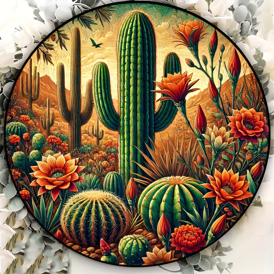 Rundes Aluminiumschild Potdemiel mit Kaktus-Design und Foliengravur, Durchmesser: 20 cm, Mehrfarbig - Bild 5