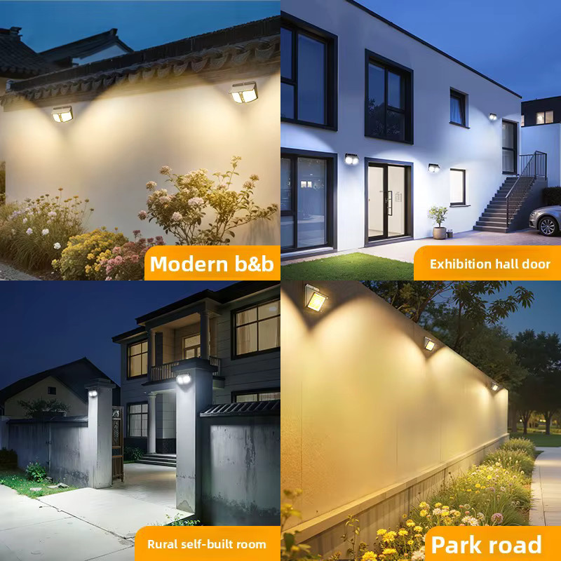 Intelamp Solarleuchten für den Außenbereich mit Radarsensor und 3 Modi, wasserdichte IP65 Wandleuchte in Schwarz für Garten, Hof und Garage - Bild 2