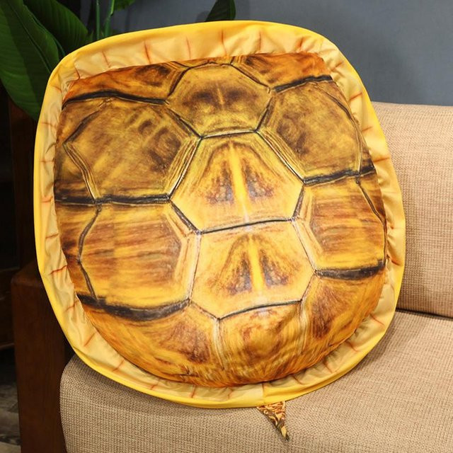 Schildkrötenschalen-Wurfkissen Plüschtier, Mädchenpuppe, braun - Bild 1