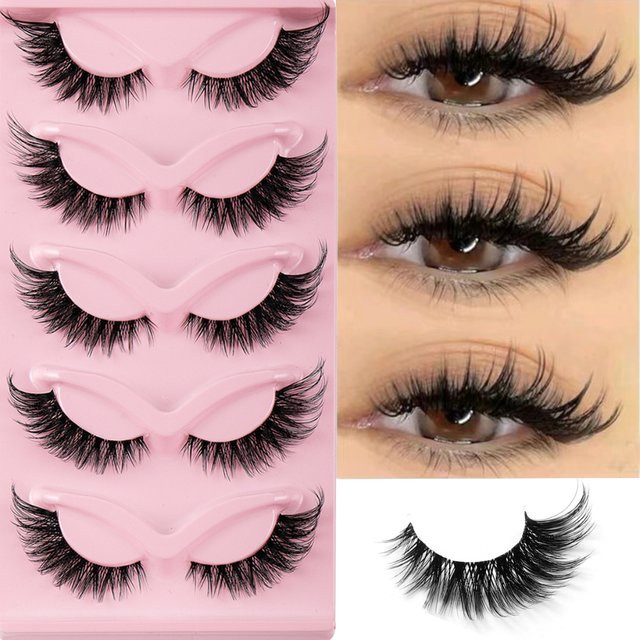 Künstliche Nerz-Wimpern, Katzenaugen-Manga-Wimpern, Black, 5 Paar - Bild 1
