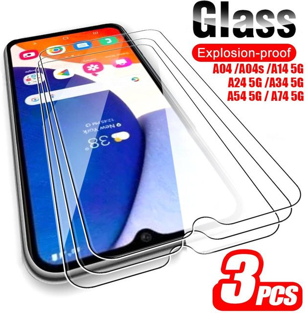 3er-Set HD gehärtetes Glas Displayschutzfolie für Samsung Galaxy A06 A05S A15 A25 A55 A35 A34 A54 5G S22 S23+ FE S24 sowie Redmi 13C 12 12C Note 11S 12s in Transparent - Bild 1