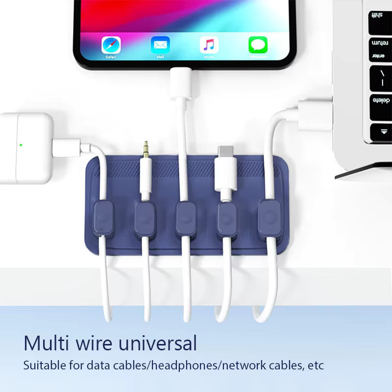 6-in-1 Magnetischer USB-C Kabel-Organizer für den Schreibtisch, Selbstklebender Kabelhalter und Draht-Organizer in Schwarz - Bild 5