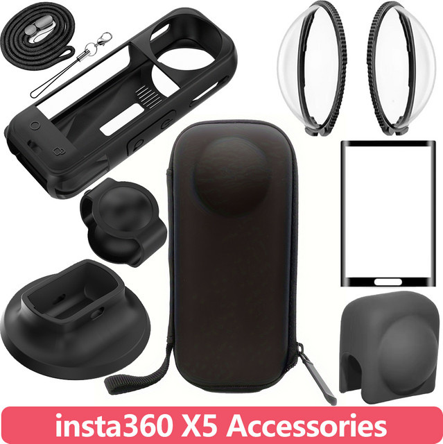 Insta360 X5 Zubehör-Set: Silikon-Schutzhülle und Objektivschutz in Schwarz für deine Action-Kamera - Bild 1