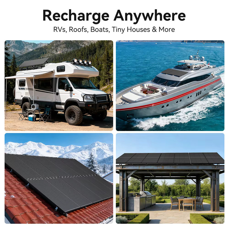 Rvpozwer Monokristallines Solarpanel 12,8 V 200 W N-Typ PV-Modul in Schwarz für Off-Grid Anwendungen und Hausdächer - Bild 5