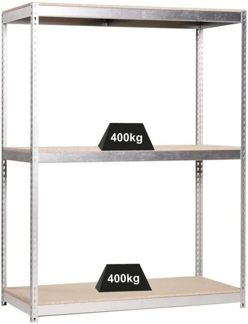 PROREGAL Schwerlastregal Mid Wood Yeti, grau, H x B x T: 150 x 120 x 60 cm, Fachlast 400 kg, verstellbare Regalböden - Bild 1