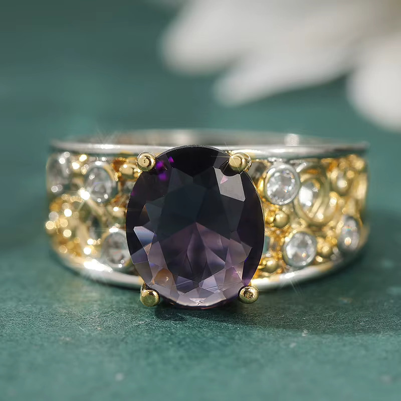 YoYo Ring, Bicolor, Amethyst, Silber, Damen, Vintage - Bild 4