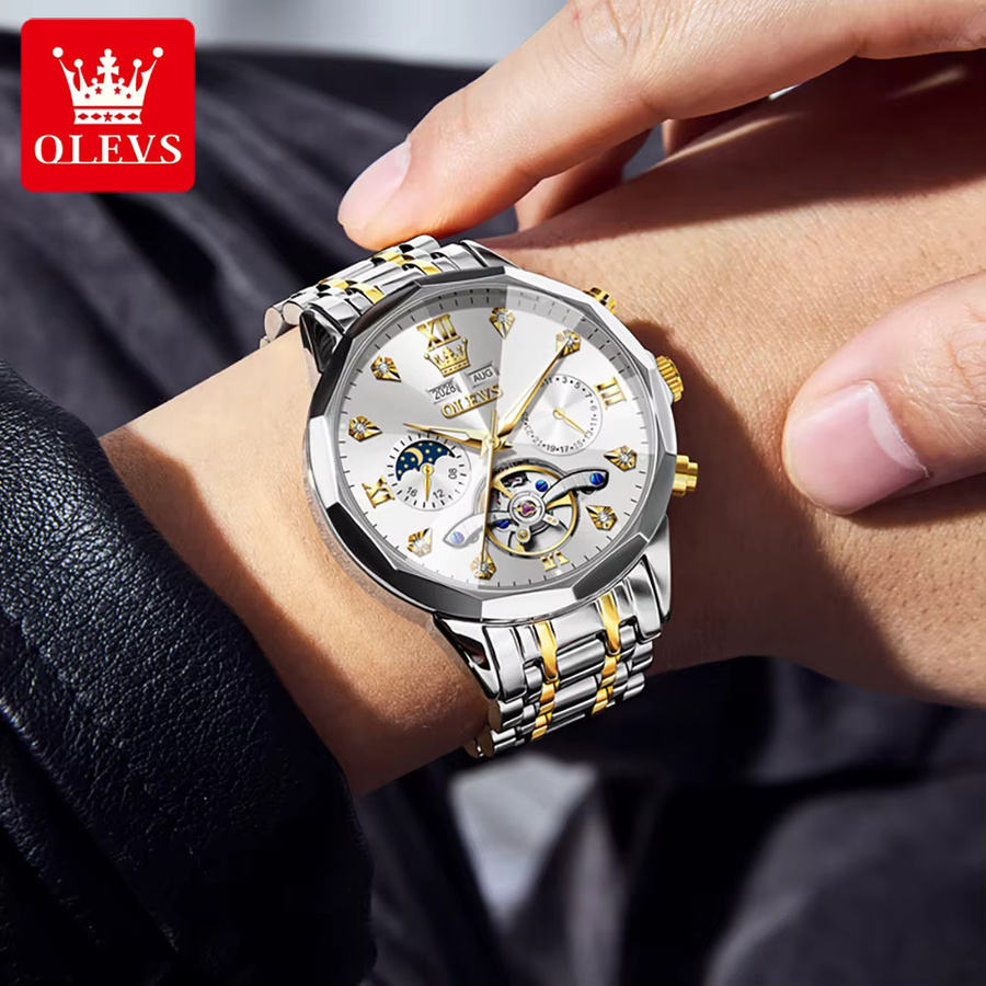 OLEVS Armbanduhr Automatik, Edelstahl, Bicolor, Herren - Bild 4