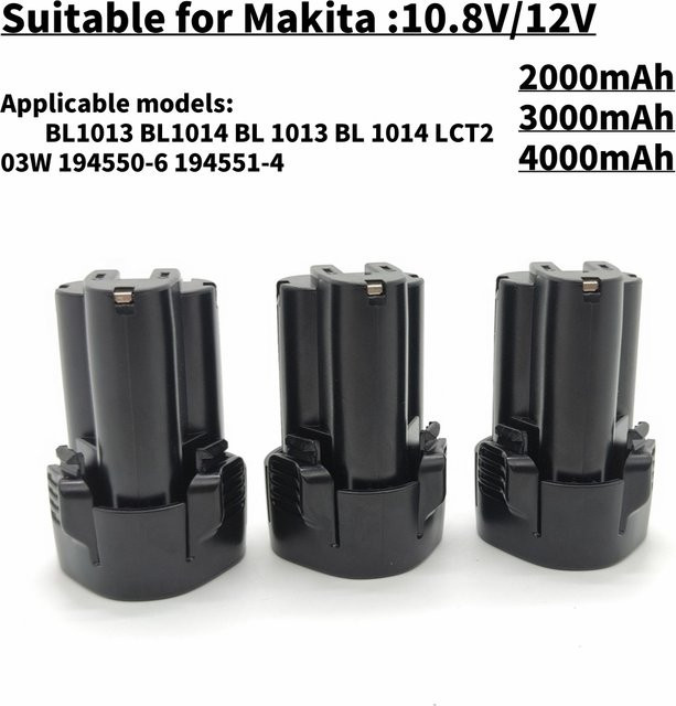 Lithium-Ionen-Ersatzakku 10,8V/12V für Makita, Kapazität 2,0Ah-4,0Ah, kompatibel mit BL1013, BL1014, BL 1013, BL 1014 - Bild 1