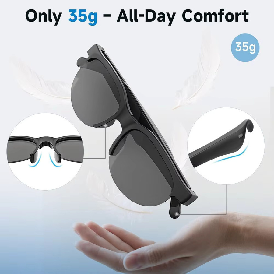 WJOY AI Translator Echtzeit-Smart-Brille, kabellose Open-Ear-Sonnenbrille mit Bluetooth-Audio und Sprachassistent in Schwarz, unterstützt 144 Sprachen - Bild 5