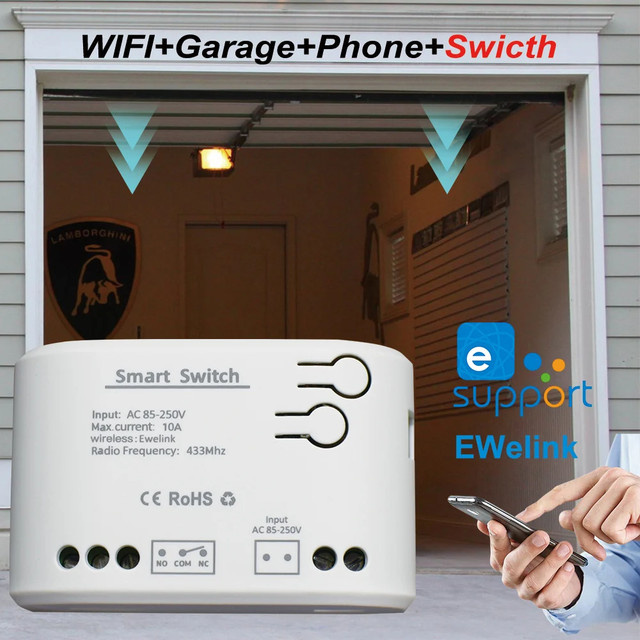 Scimagic-RC eWelink WLAN Smart Garagentoröffner mit 433 RF-Controller und Alexa-Timer in Weiß - Bild 1