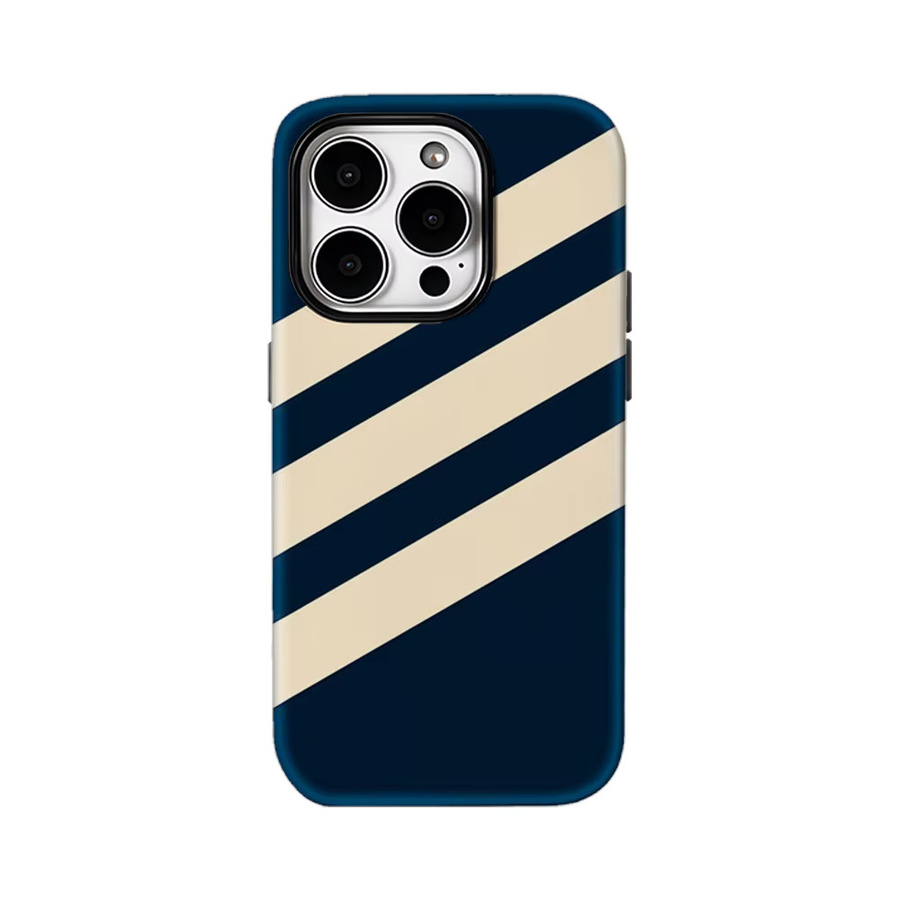 Potdemiel Robuste doppelschichtige Handyhülle mit diagonalen Streifen in Marineblau für iPhone 17 16 15 14 13 Pro Max Plus, magnetisch kompatibel - Bild 7