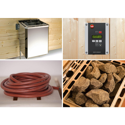 Weka Elementsauna Varberg Ecksauna mit Glastür und Fenstern in Braun inklusive 7,5 kW Sparset B/H/T: 194 x 199 x 194 cm - Bild 4