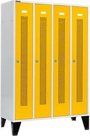 Schäfer Shop Select Kleiderspind mit 4 Abteilen, gelochten Streifen, Füßen und Zylinderschloss, Farbe: Rapsgelb - Bild 1