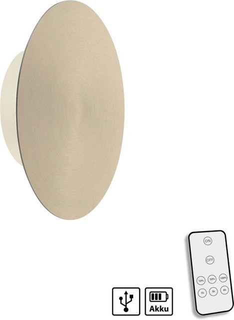 PAUL NEUHAUS LED Wandleuchte PUNTUA Akkubetrieb dimmbar mit Infrarotfernbedienung messing matt - Bild 1