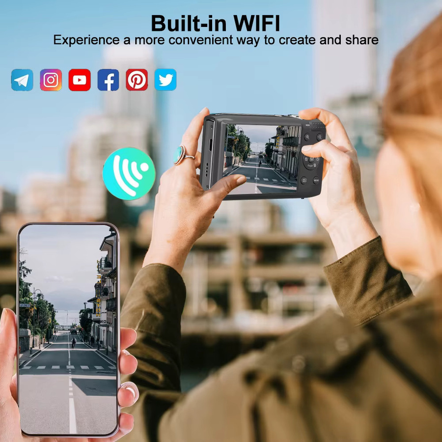 Ourlife 5K Digitalkamera mit 72MP, 2,8 Zoll LCD-Bildschirm, 16-fachem Digitalzoom und wiederaufladbarem Akku für Vintage-Fotografie und Vlogs in Pink oder Black - Bild 5