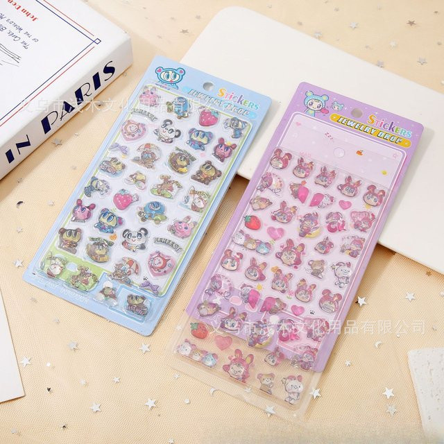 Transparente 3D-Epoxy-Puffy-Sticker, Waldhasen- und Bärenfiguren, Aufkleber - Bild 1