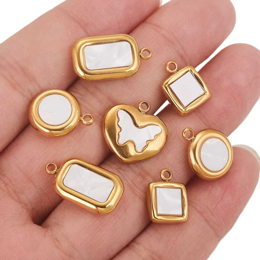 Aiovlo Charms Edelstahl, weiß, Schmetterling, Herz, Damen - Bild 1