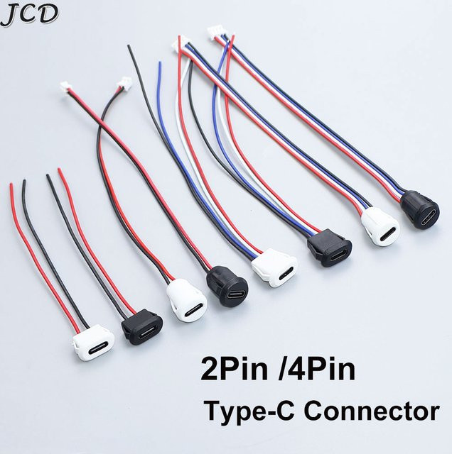 JCD USB Typ C Anschluss Buchse Weiblich mit Kartenschnalle 3A Hochstrom-Ladeanschluss in Schwarz - Bild 1