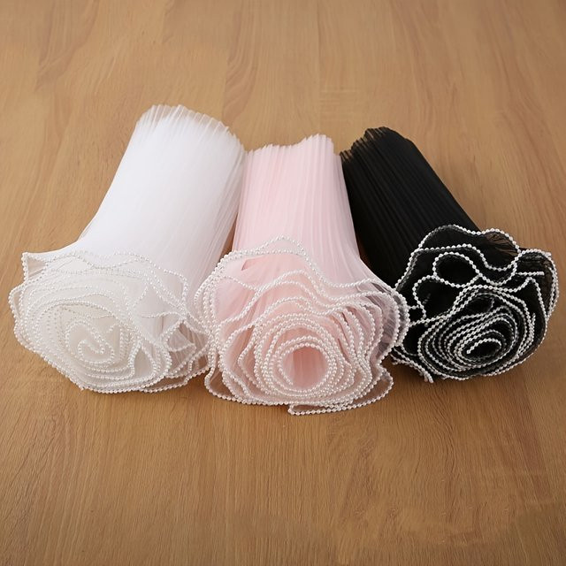Plissiertes gewelltes Garn aus Textil für die Blumenverpackung in Weiß und Multicolour - Bild 1