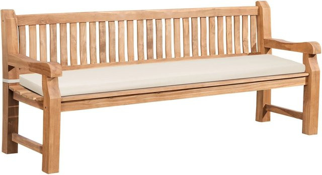 CLP Gartenbank Jackson aus Teakholz mit Sitzkissen in Creme, B/T/H: 206 x 48 x 8 cm - Bild 1
