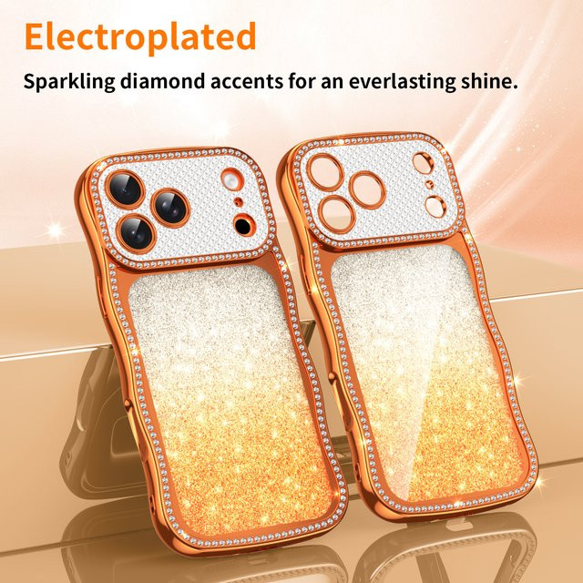 RPKKS Glitzernde Wellenkanten-Handyhülle für iPhone 17 16 15 14 13 Pro Max Stoßfeste Weiche Transparente Rückabdeckung - Bild 1