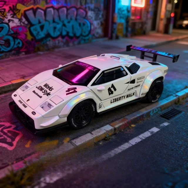 MINI AUTO Countach LP500 LBWK Sportwagenmodell, 1:32, Metall, mit Licht und Sound - Bild 1