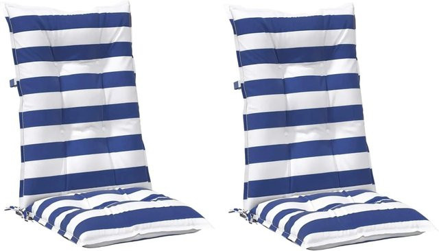 vidaXL Kissen für Draußen 2er Set Blau und Weiß aus Polyester, B/T/H: 120 x 50 x 7 cm - Bild 1