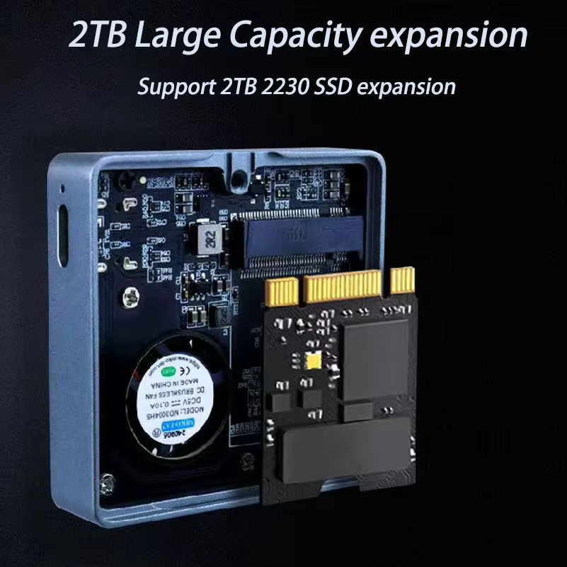 IRhasta M.2 NVMe SSD-Gehäuse mit 10 Gbit/s USB Typ-C und integriertem Lüfter aus CNC-Aluminium - Bild 2