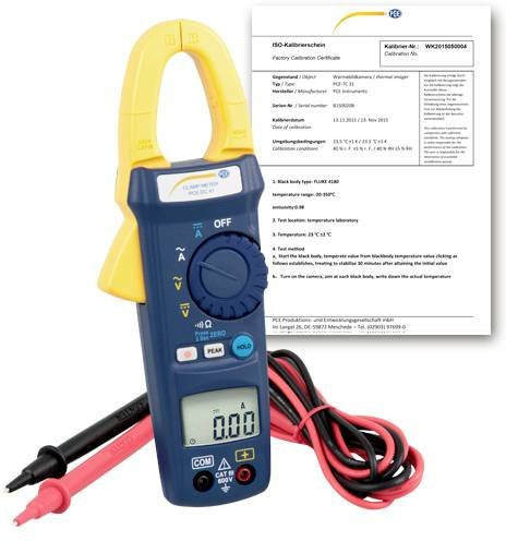 PCE Instruments PCE-DC 41-ICA Digitale Stromzange kalibriert inkl. Prüfkabel CAT III 600V mit 9999 Counts in Multicolor - Bild 1