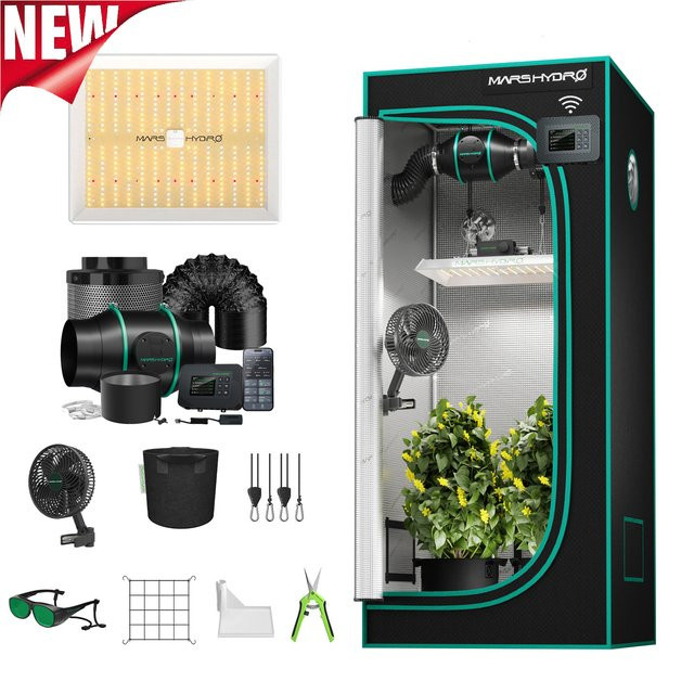 Mars Hydro Smart Growbox Komplettset mit LED TS1000 und Ansteckventilator, Schwarz, B/T/H: 80 x 80 x 160 cm - Bild 1