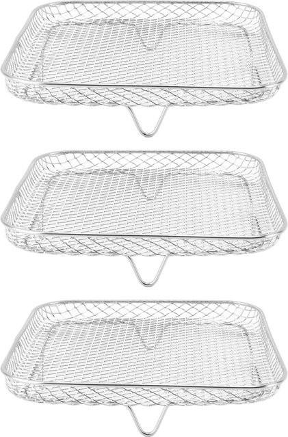 TOMTOP JMS 3-teiliges Fritteusen-Rost-Set aus 304 Edelstahl, stapelbare Dehydrator-Roste, Farbe: Weiß/Silber, Durchmesser: 20,32 cm - Bild 1