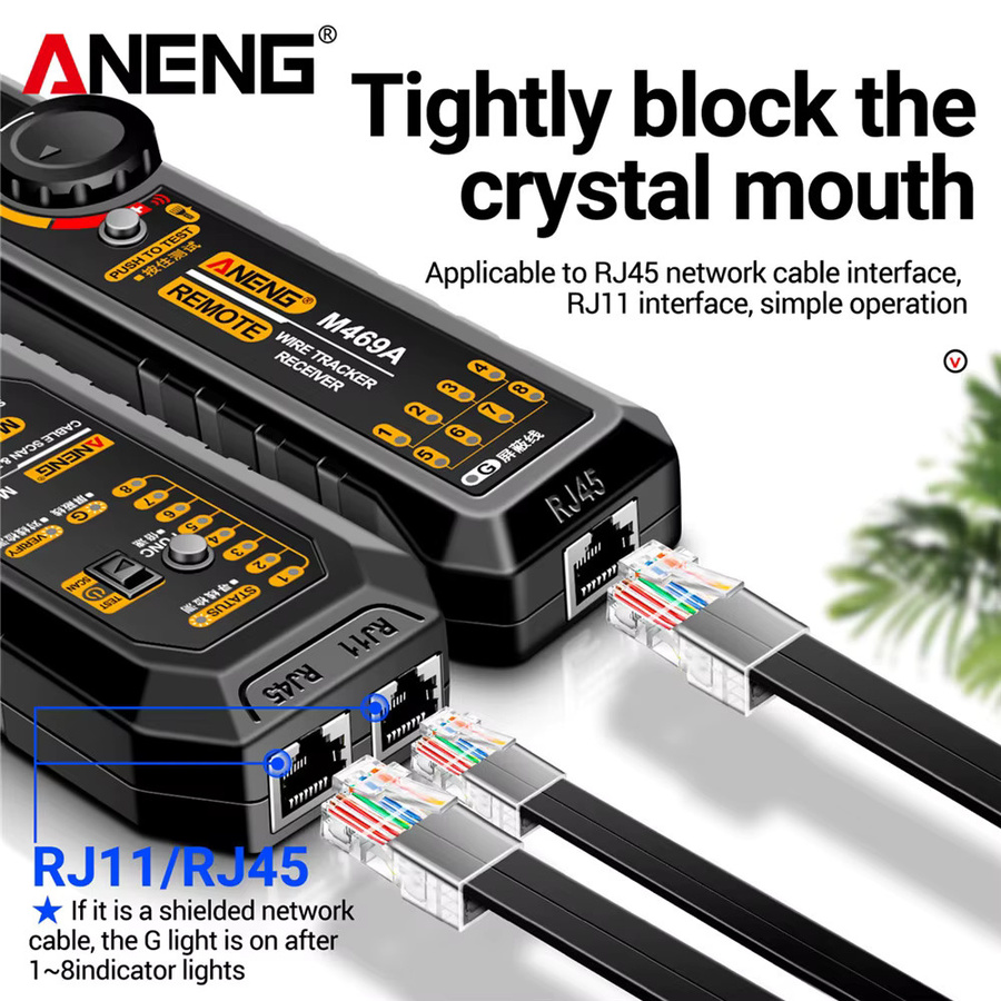 ANENG M469A Netzwerkkabeltester RJ45/RJ11 Wire Tracker in Schwarz - Bild 3