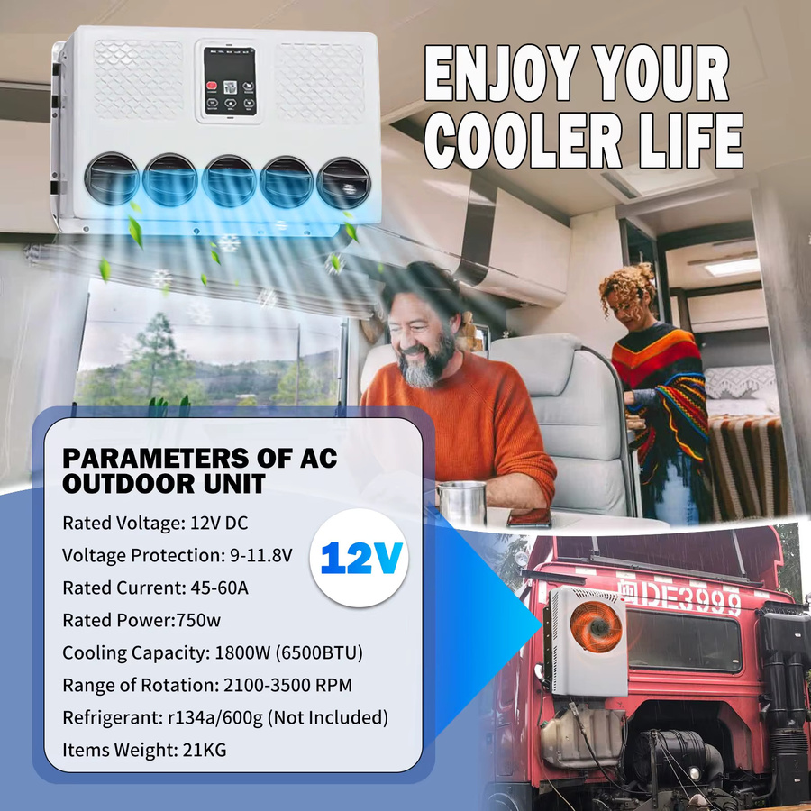 Treeligo Elektrische Split-Klimaanlage 10500BTU für Wohnmobile, LKWs und Campingbusse, Farbe: Weiß - Bild 2