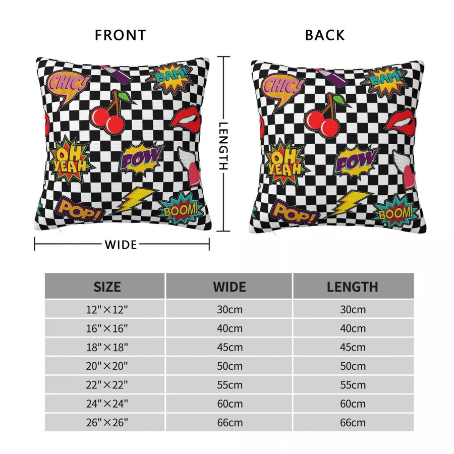 ZX Blanket Patchwork Pop Art Kissenbezug mit Schachbrett-Design in Multicolour, Material: Polyester, B/T/H: 45 x 45 x 45 cm - Bild 2