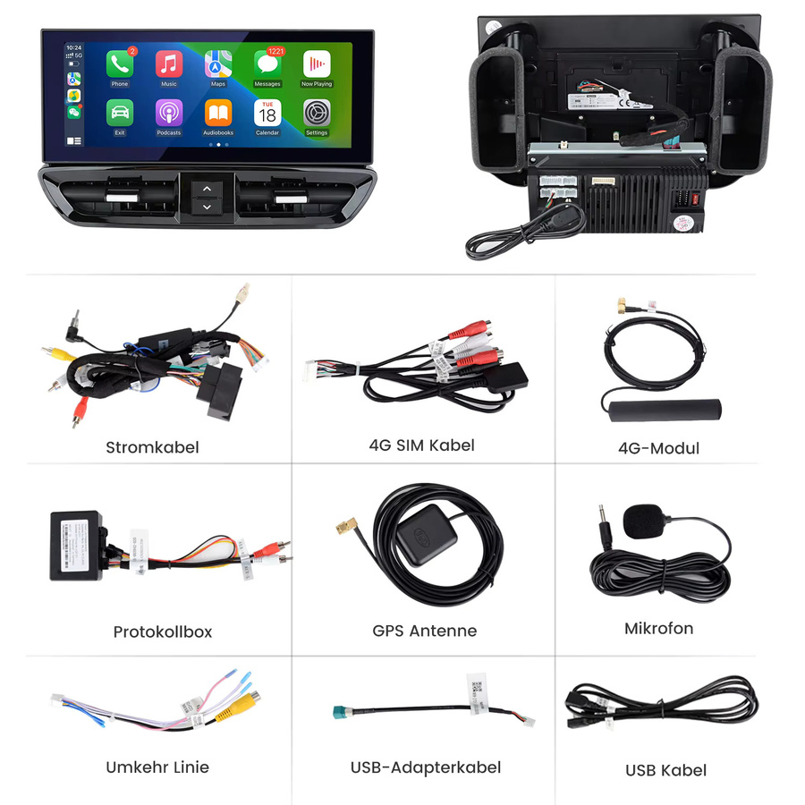 Junsun 12,3 Zoll Android Autoradio mit drahtlosem CarPlay und Android Auto für Porsche Cayenne 2010 bis 2017 in Schwarz - Bild 6