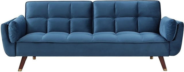 Vente-unique Schlafsofa Gulcan in Blau mit Samtbezug und Armlehnen, Breite: 211 cm - Bild 1