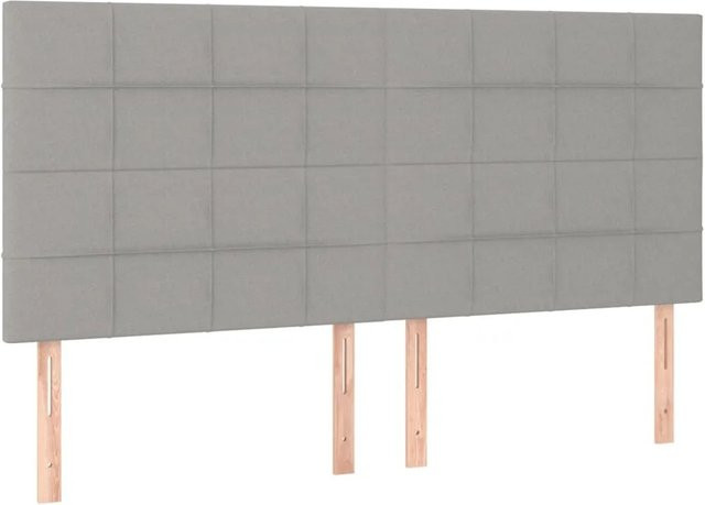 vidaXL LED Kopfteil in Hellgrau mit integrierter Beleuchtung und USB-Ladeport, Breite: 200 cm, Tiefe: 5 cm, Höhe: 128 cm - Bild 1