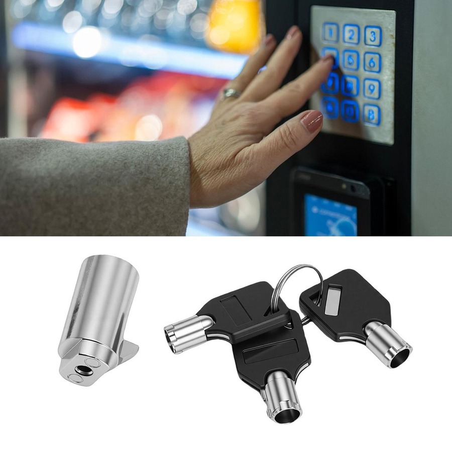 2er-Set CosyHome Automaten-Schloss aus Zinklegierung in Grau und Silber mit 6 Schlüsseln für Snackautomaten und Industrieschränke - Bild 3