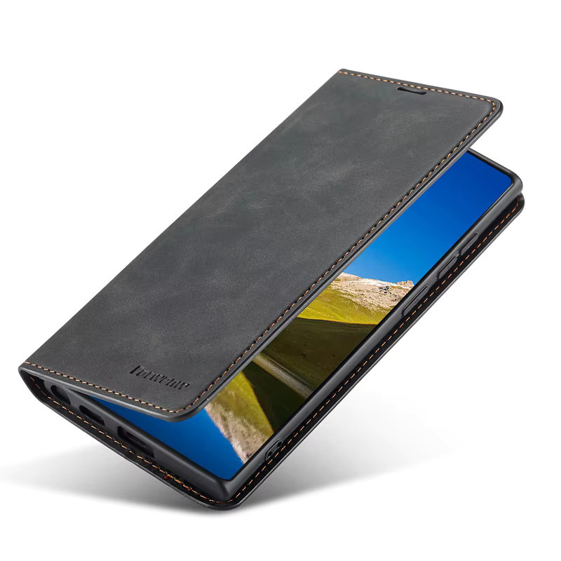 Magnetische Leder-Brieftasche für Samsung Galaxy S24 Ultra und S24 Plus in Schwarz mit Fotorahmen und Kartenfach - Bild 3