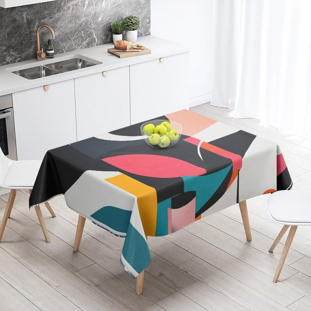Abstrakte geometrische Tischdecke von JMG Household Supplies in Mehrfarbig, wasserabweisend und modern, B/T: 140 x 240 cm - Bild 1