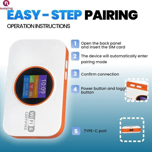 NUOYING WiFi 6 4G Pocket Hotspot MF967 mit LCD-Display und WPS-Funktion - Bild 1